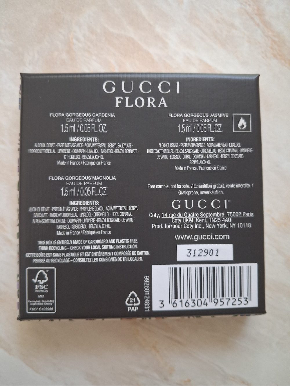 💐Gucci Flora Trio Sample Box Gorgeous Gardenia, Magnolia & Jadmine NEW!💐 - Picture 2 of 2